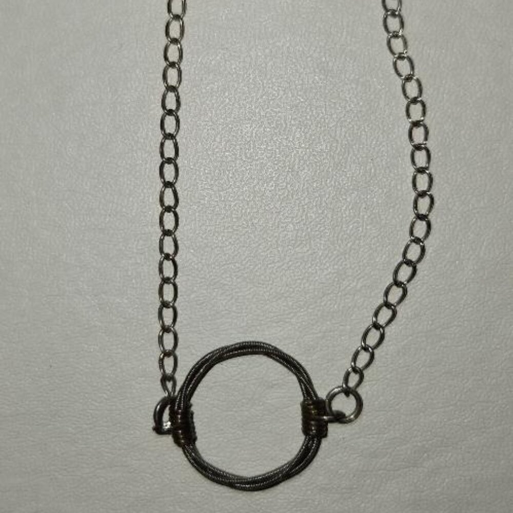 Vintage Recycled Guitar String Circle Silver toned Bracelet